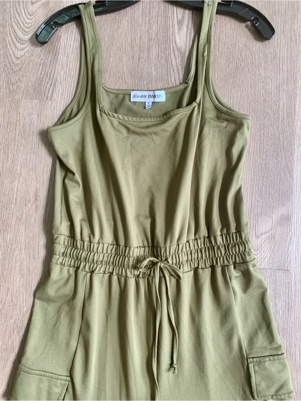 Almost Famous Olive Cargo Jumpsuit - Picture 2 of 10
